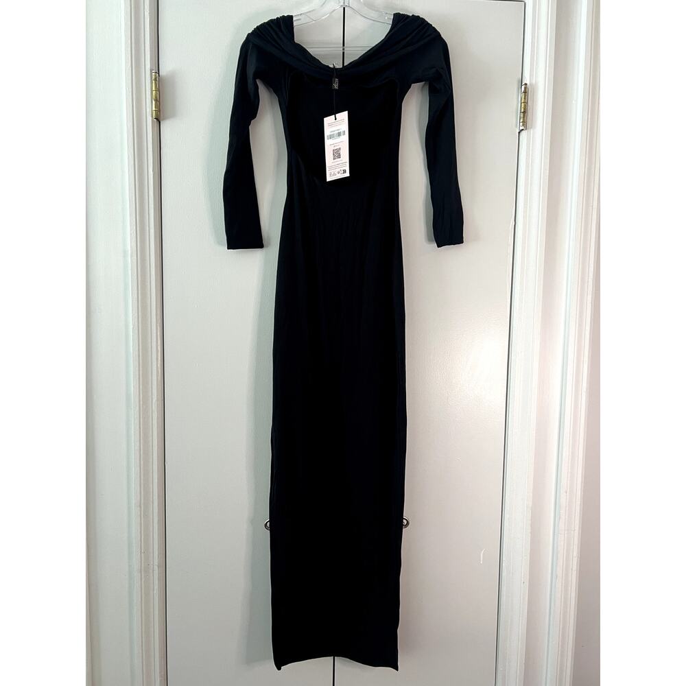 Oh Polly Honora Modal Off-Shoulder Open-Back Maxi Dress in Black Size S New - Picture 3 of 8